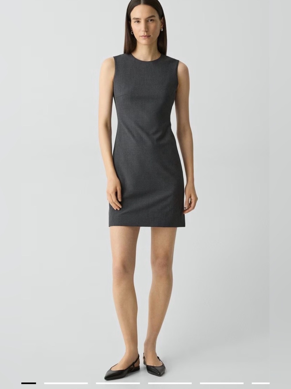 Theory Sleeveless Wool Sheath Dress in Charcoal